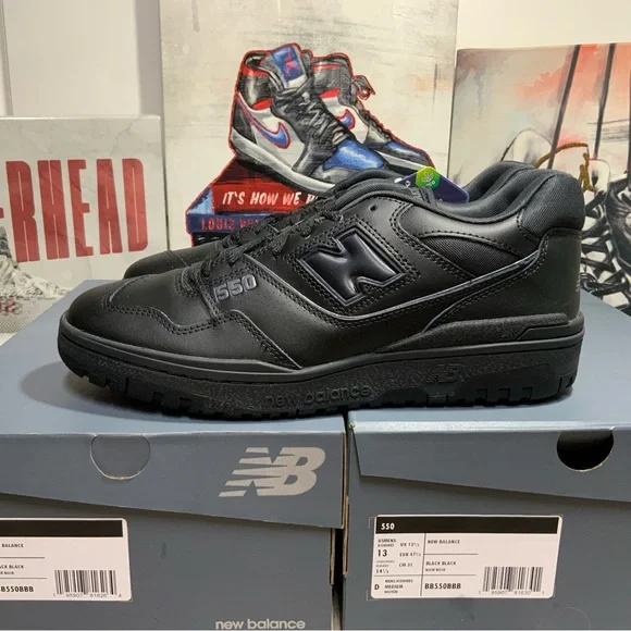 New Balance 550 Triple Black BB550BBB Sizes 10.5 Available Brand New - Picture 1 of 11